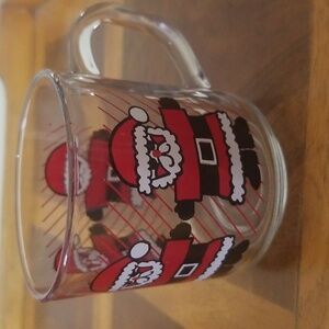 Vintage Luminarc Christmas Santa Claus Glass Coffee Mug